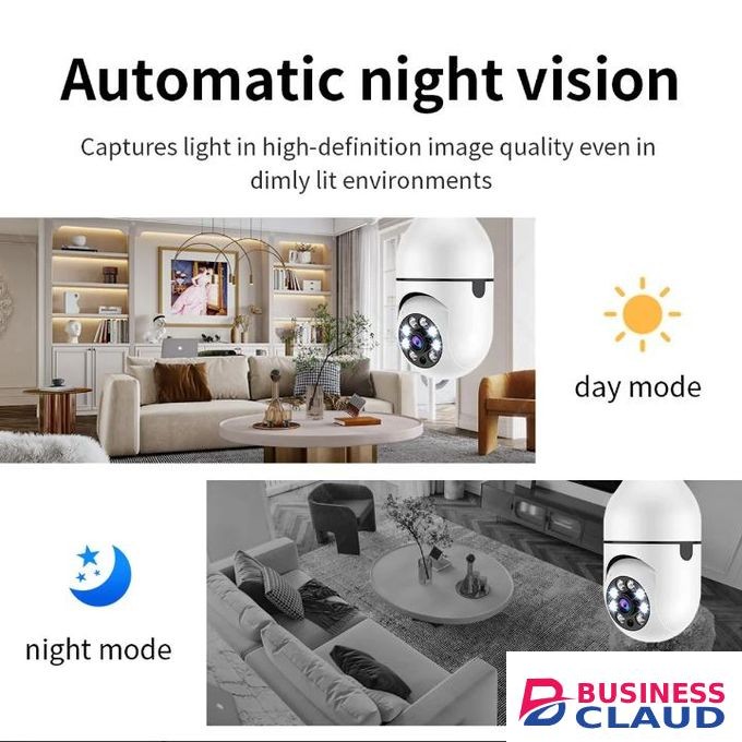 360° PTZ night vision two way audio E27 smart bulb wireless surveillance WiFi camera