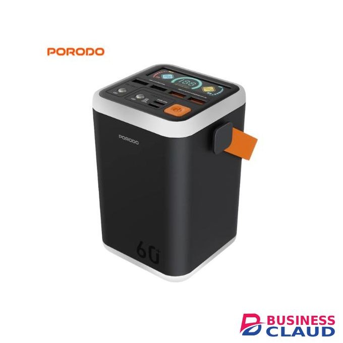 Porodo Cappadoc 60,000mAh Multi-Port Power Bank with TFT Display (PDPBFCH4560BK) - Black