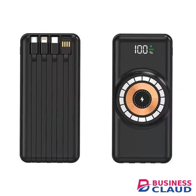 Fast Charging powerbank 30000mAh wireless charging powerbank with inbuilt charging cables for all phones types
