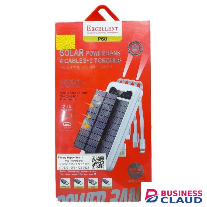 EXCELLENT P60 4In1 12000MAH Solar PowerBank
