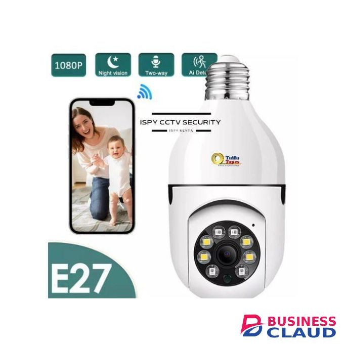 SMART NANNY BULB CCTV SECURITY CAMERA 1080P 360 SURVEILLANCE WIRELESS WIFI CAMERAS - 360° PANORAMIC ROTATION