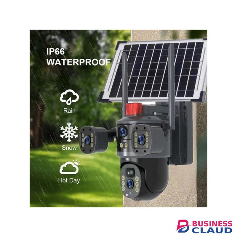 V380 PRO 12MP 4G PTZ Rotating 4 Eyes 3 Pictures Outdoor Security Built In Rechargeable Battery Surveillance Solar Camera With Full Color Night Vision