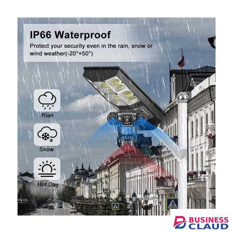 Solar Light Triple Lens Solar Floodlight 180W 4G CCTV Camera – 6MP Smart Wireless Security with Night Vision & Two-Way Audio