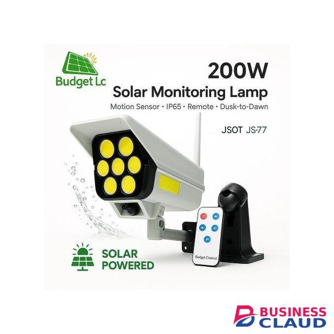 Solar Max Solar Light 200Watts Solar Guard Security Light Motion Sensor + Remote, IP66 Dummy Realistic Looking CCTV Camera
