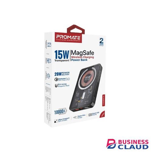 Promate Transparent 15W MagSafe wireless charging power bank 10000 MAH