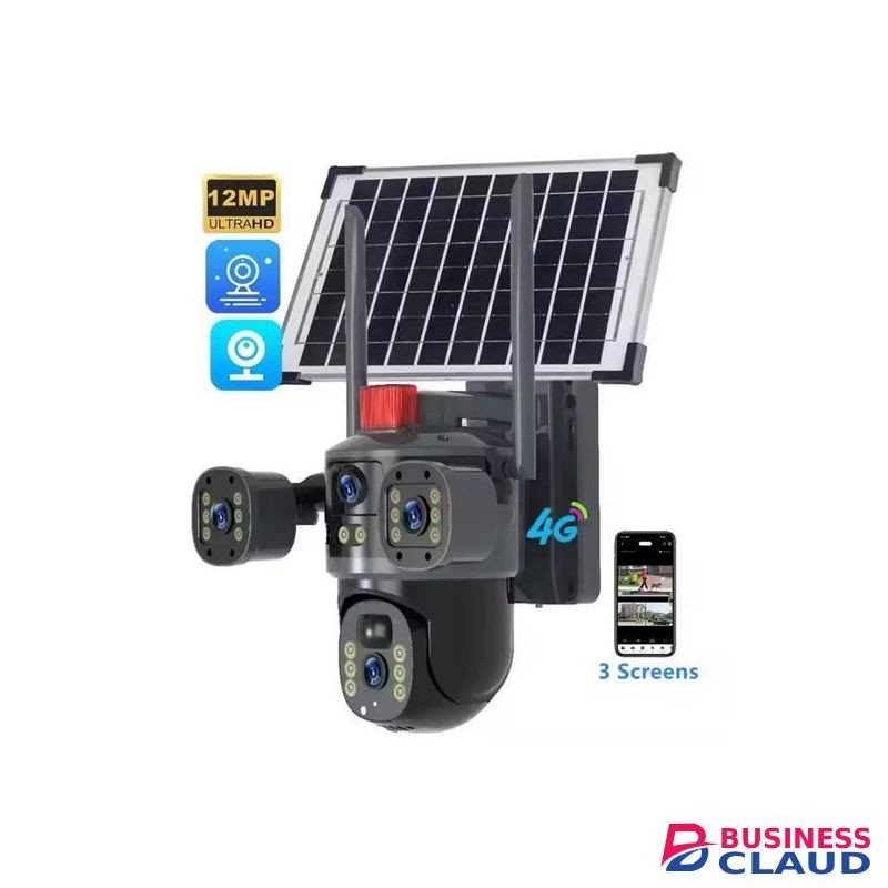 V380 PRO 12MP 4G PTZ Rotating 4 Eyes 3 Pictures Surveillance Solar Camera For Outdoor Security With Human Movement Detection
