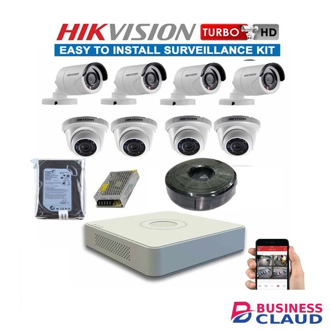 Hikvision 8 CCTV Cameras Full Installation System Kit-1TB Hard Disk
