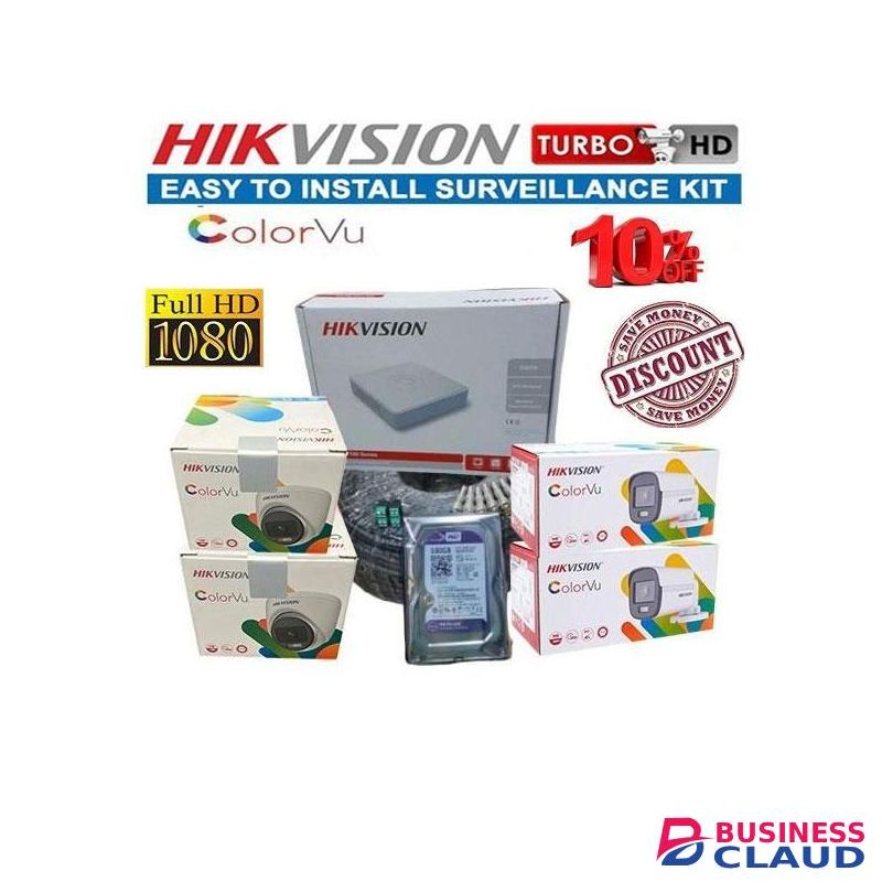 Hikvision 4 Colorvu CCTV Camera Full Kit -(24/7 Full Color With 500GB Hardisk And 50M Cable)