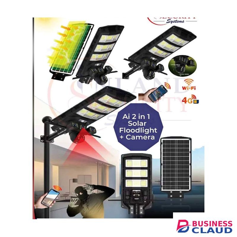 3 in 1 Flood Light Plus Solar 4G CCTV Camera with Light Motion Sensor, Automatic Light sensor Triple lens Camera 450W Panel