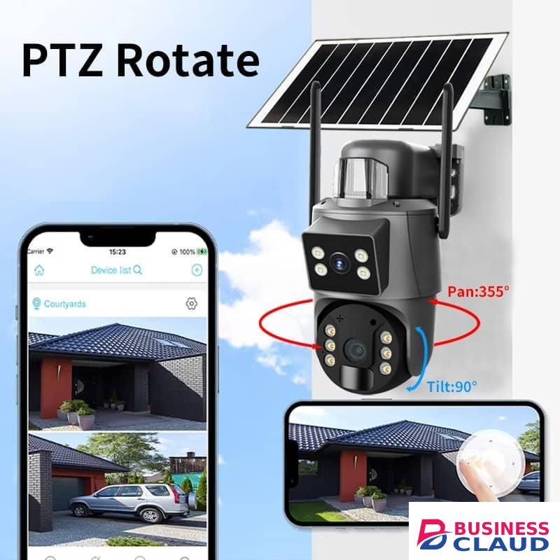 Solar Light Dual Lens 4G Solar Powered PTZ Camera, 6MP Wireless Outdoor Camera,360° Pan & Tilt, with Full Color Night Vision,15400mAh Battery