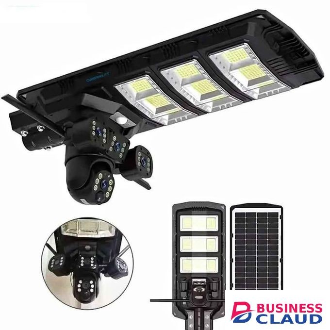 4G Solar Street Light With 3 Cameras 4MP Wireless CCTV SIM Support PTZ Night Vision