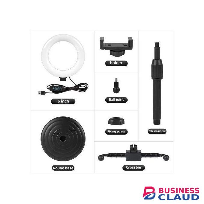 Tiktok Live Portable 6-Inch Ring Light with Twin Phone Mounts // Mini Ring Light with Clip Clamp Mount Dual Mobile Phone Live Broadcast Stand Desktop Phone Holder