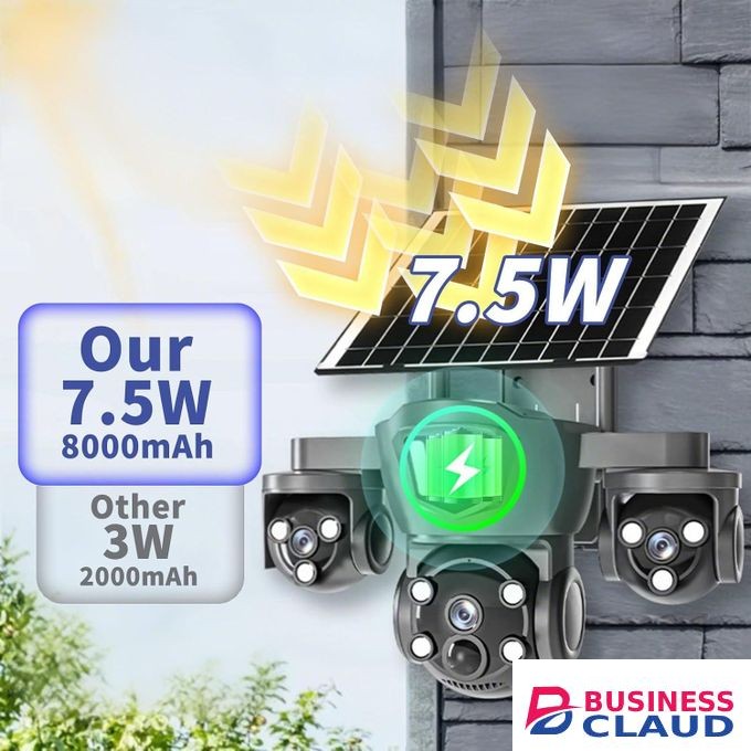 Solar Security Camera Outdoor Wireless,350° PTZ Battery Powered Outdoor Camera,3 Lens 2.4G WiFi Surveillance Camera with Light Color Night Vision for Home Security