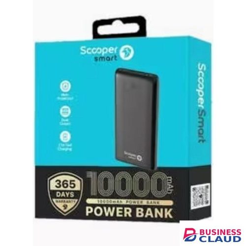 Scooper Smart 10000 mAh Power Bank Multi-Protection, Fast Charging, Dual Output, Compact & Portable