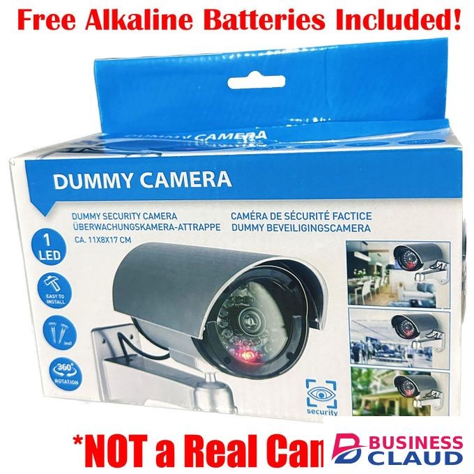 Dummy Security Camera Fake CCTV Surveillance Cam w/ Flashing IR Red LED Light - Battery Operated
