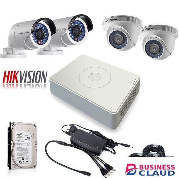 Hikvision 4 CCTV Camera Complete Kit-( With Night Vision + Motion Detection)