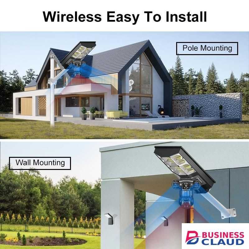 6MP 20W Solar Panel-Powered 400W WiFi & 4G Sim Card Outdoor Security Wireless CCTV Cameras Solar Street Light Camera