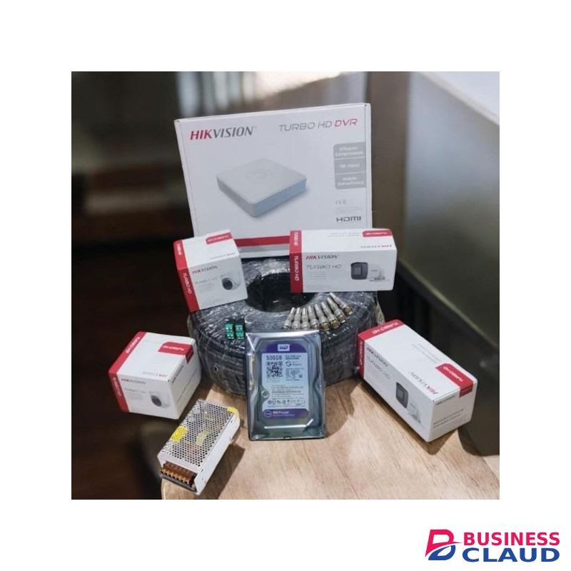 Hikvision 4 Turbo 1080p HD 2MP CCTV Kit Smart IR True Day Night 4Channel DVR, 50M RG59 Cable and 500GB Hdd