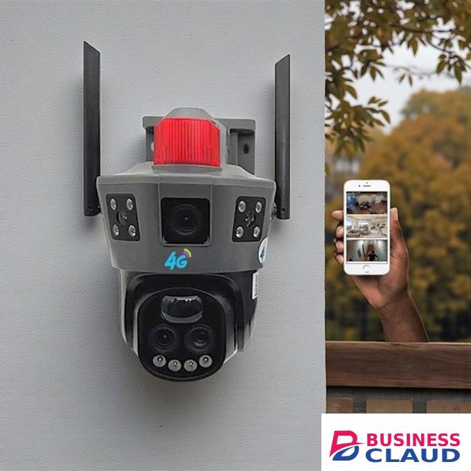 360-Degree Rotation full coverage security 4G PTZ Rotating Dual Lens Electric Camera with Loud Speaker Flashing Lights Siren