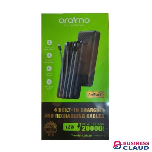 Oraimo Traveler Link 20 Portable 20000mAh 12W Power Bank with Built-in Cables & LED Torch