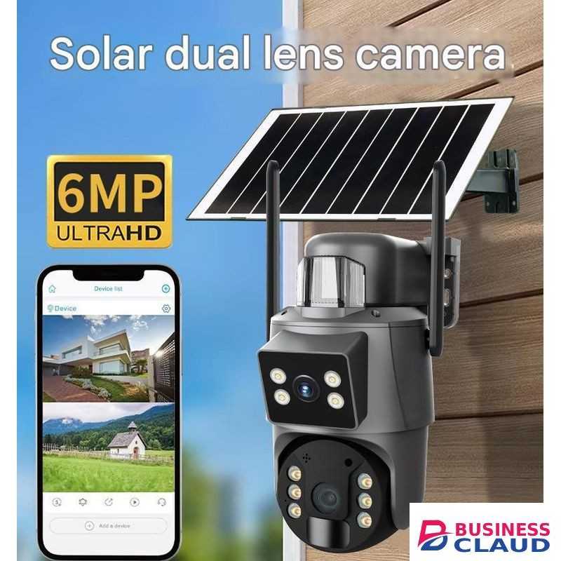 Dual Lens 4G Solar Powered Security Camera, 2K Wireless Outdoor Camera,360° Pan & Tilt, with Full Color Night Vision,14400mAh Battery