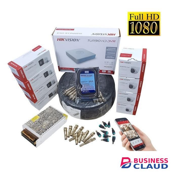Hikvision 8 Turbo HD 2MP 1080P Indoor & Outdoor CCTV Cameras Complete System With 8 Channel DVR Recorder , 1TB Hard Disk, 100M RG59 Cable, Power Supply, Connectors