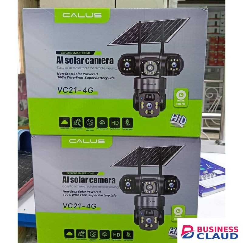 CALUS VC21-4G, AI solar camera, HD, motion detection, night vision, ip66 water proof, two way audio, cloud storage. Built in batteries.