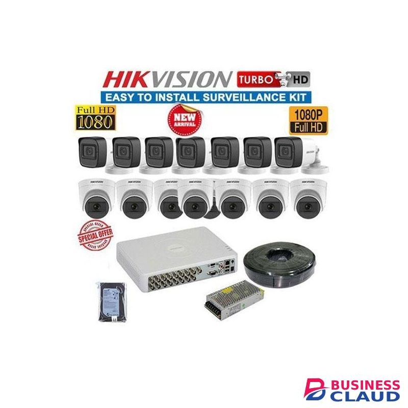 Hikvision 16 Channels 1080P FULL HD 2MP CCTV Complete System Installation Kit With 200M RG59 Coaxial Cable