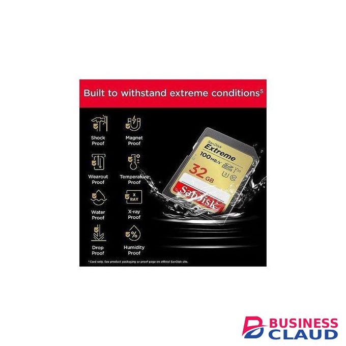 Sandisk Sandisk32GB Extreme SDHC Card, Up To 100 MB/s UHS-I Class 10, U3, V30