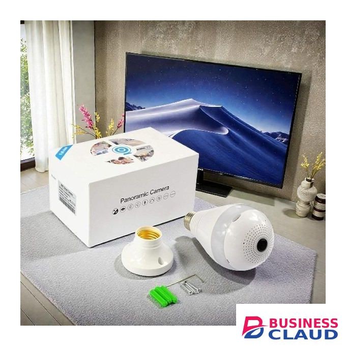 Panoramic 1080P Full HD WiFi Office Security Surveillance Camera with Video and Audio Recording Multi User Access Wifi Bulb Camera