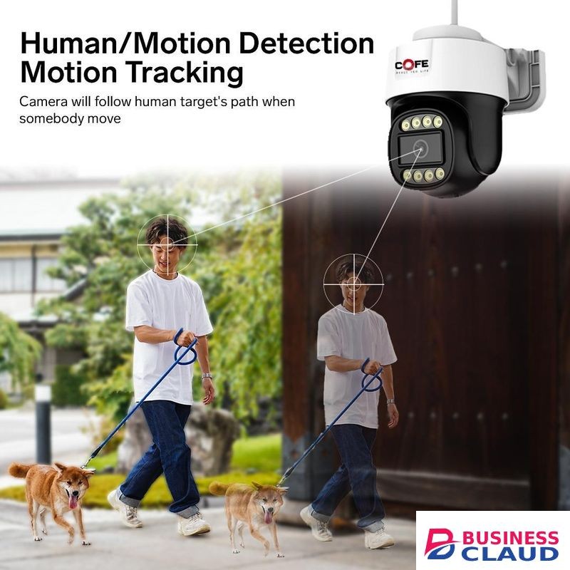 COFE 2MP Wi-Fi Security Camera – AI Human Detection, Full-Color Night Vision, Two-Way Audio, Cloud & TF Card Recording (CF-W-PTC01)