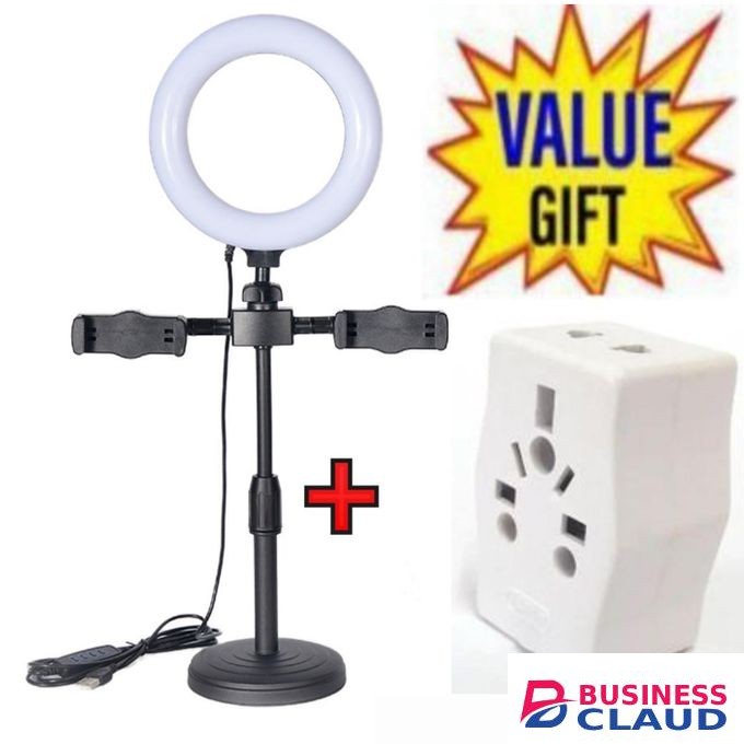 6"LED Ring Light Dimmable Video Makeup Selfie Night Light + TRAVEL ADAPTER..