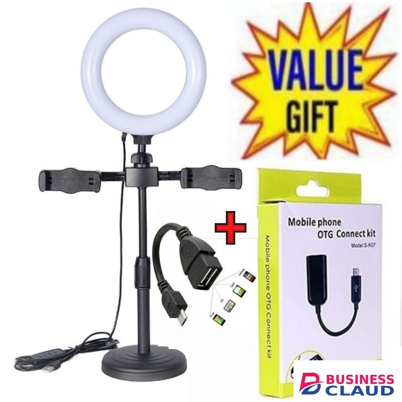 6"LED Ring Light Dimmable Video Makeup Selfie Night Light + OTG Cable. .