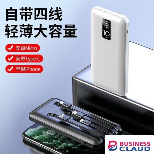 Power Bank 20000mAh with 4 Inbuilt Cables Fast Charging Portable External Battery Pack for Phones and Tablets