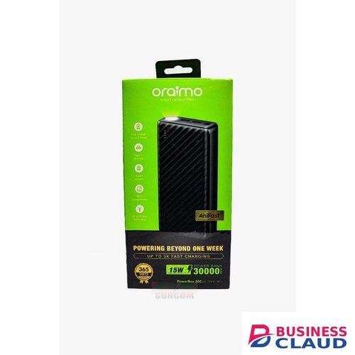Oraimo PowerBox 300 Lit OPB-1301 30,000mAh Power Bank with AniFast™ Charging, Triple Outputs & LED Torch