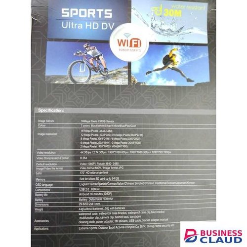 4K Ultra HD Action Camera WiFi 16MP for Travel Vlogging & Sports