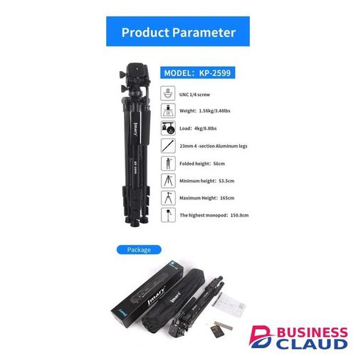 Jmary KP2599 Professional Aluminium Alloy Tripod Monopod with Fluid Head for DSLR & Mirrorless Filmmakers