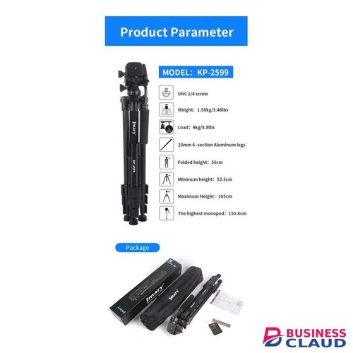 Jmary KP2599 Pro Aluminium Alloy Tripod Monopod Stand with Fluid Head for DSLR Video Production