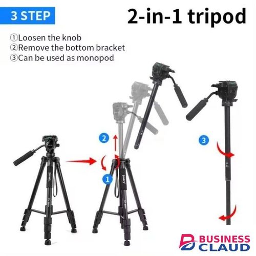 Jmary KP2599 Professional Aluminium Alloy Camera Tripod Monopod with Fluid Head for Videography Projects