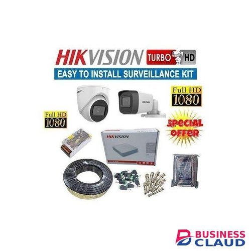 Hikvision Smart Home 2 Camera CCTV Kit 4 Channel DVR Machine 500GB Night Vision Cloud Storage Support Super Quality