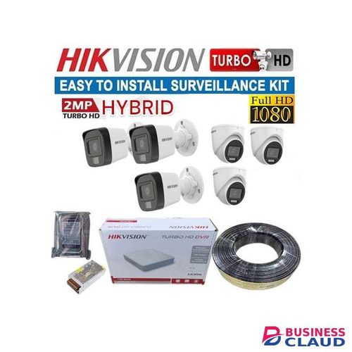 Hikvision 6 1080P 2MP Hybrid CCTV Camera True Day/Night, Smart Ir Complete Security System For Home & Business