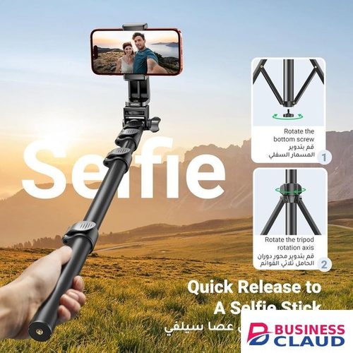 Ugreen LP680 Bluetooth Selfie Stick Tripod – Extendable 2-in-1 Phone Stand with Wireless Remote, Adjustable Height & Rotation, Portable Tripod for Vlogging, Streaming, Travel & Video Calls - UGN-15609