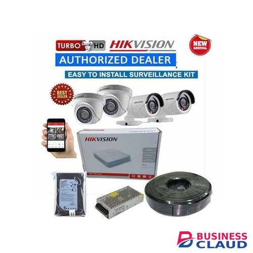 Hikvision 4 HD 2MP CCTV Camera Complete Installation Kit-(With Clear Night Vision + 500GB HDD + 100m Cable)