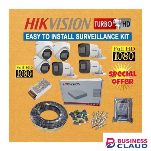 Hikvision 6 Full HD Original Overseas Version 1080P Resolution 2MP CCTV Complete System Kit Package - With 8 Channel DVR+ Night Vision+ 100M RG59