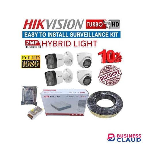 Hikvision 4 1080P Full HD Hybrid 2MP Wide-Angle Lens CCTV Security System With Color Night Vision & Audio