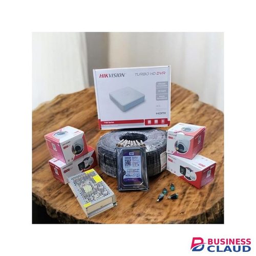 Hikvision 4 Channel 1080p Full HD 2MP Smart Hybrid Colored Night Vision CCTV Kit with DVR, Audio, and Full HD Clarity