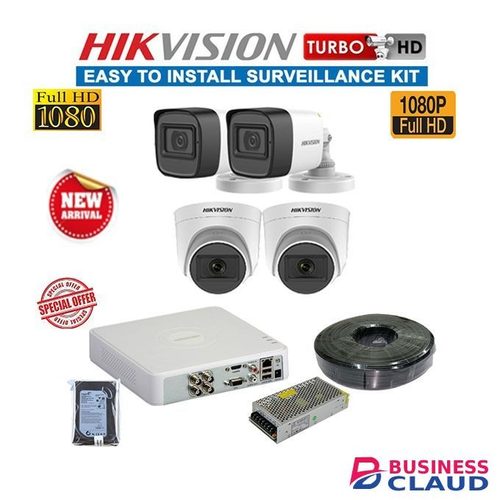Hikvision 4 Turbo HD CCTV Complete System Kit Pack - 1080P 2MP Full HD