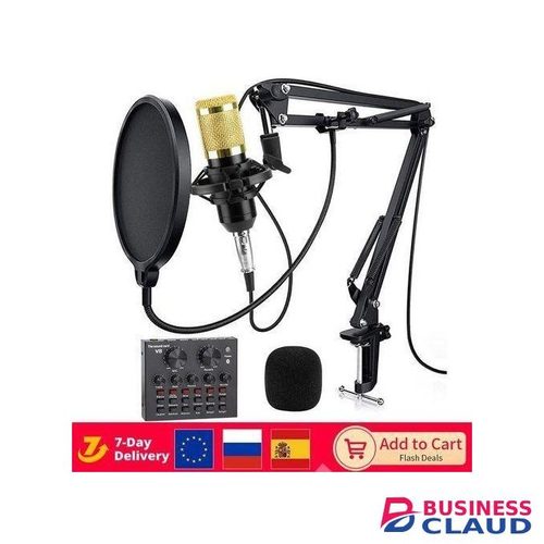 BM 800 MICROPHONE CONDENSOR MIC & Sound Card Sound Mixer With Tripod BM800