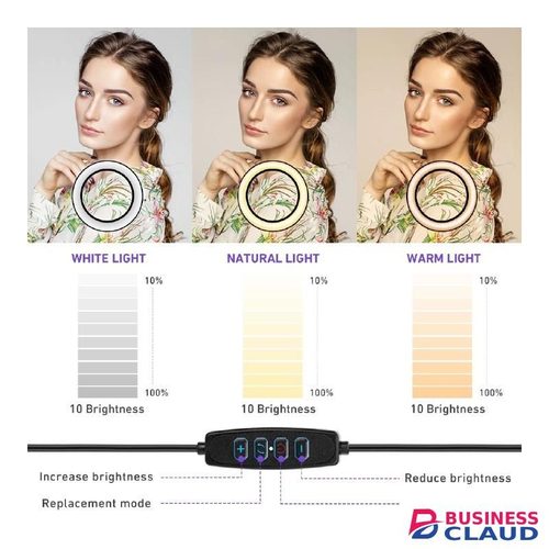 Professional 10 Inch LED Ring Light with 1.9M Adjustable Tripod Stand 3 Color Modes 10 Brightness Levels USB Powered Lighting Kit for YouTube TikTok Makeup Live Streaming – Black