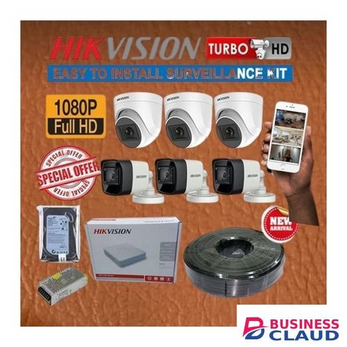 Hikvision Camera 1080P 2MP Full HD Complete 6 Full System Kit with 1TB Hard Disk, Easy Setup, and Reliable Quali